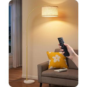 Staande Booglamp voor Woonkamer met LED Verlichting - Traploos Dimbaar & Instelbare Kleurtemperatuur - Hoogte Verstelbaar 143-176 cm - Draaibare Lampenkap