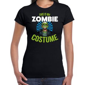 Verkleed t-shirt Zombie costume zwart voor dames - Halloween kleding XS