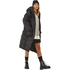 Happiness İstanbul Blauwe Oversized Pufferjas Met Capuchon Voor Dames Av00029