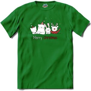 Merry christmas kerst buddy's - T-Shirt - Dames - Kelly Groen - Maat L