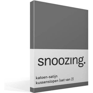 Snoozing - Katoen-satijn - Kussenslopen - Set van 2 - 50x70 cm - Antraciet