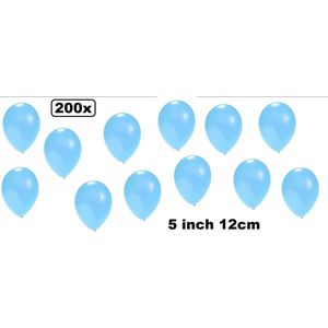 200x Mini ballon metallic lichtblauw 5 inch(12cm) met ballonpomp - Festival thema feest party verjaardag huwelijk