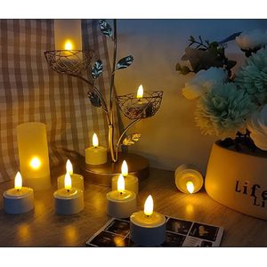 Synergy - Oplaadbare waxinelichtjes - LED Waxinelichtjes - 12 stuks - Inclusief houders - Flikkeren - Oplaadbare kaarsen - Oplaadbare theelichtjes