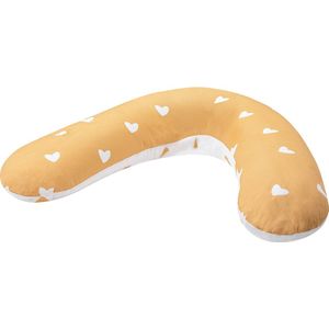 Bubaba by FreeON - Body/Relax Pillow - Zwangerschapskussen - Voedingskussen met wasbare hoes (170x35cm) - Yellow Hearts