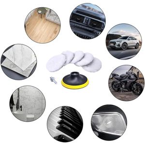 7-delige Autopolijstset 80 mm met Adapter voor Ronde Opzetstukken | Voor Auto Polijsten en Waxen