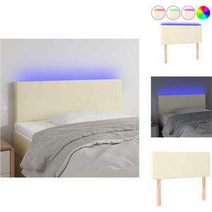 vidaXL Hoofdeinde LED-strip - Crème - 90 x 5 x 78/88 cm - Duurzaam kunstleer - Verstelbare hoogte - Comfortabele ondersteuning - Schaarsymbool - IP65 - Inclusief montagehandleiding - Bedonderdeel