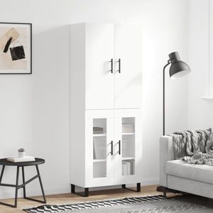 The Living Store Hoge Kast - Opbergkast - 69.5 x 34 x 180 cm - Wit