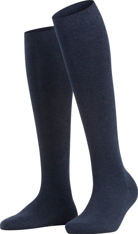 FALKE Family duurzaam katoen kniekousen dames blauw - Maat 35-38