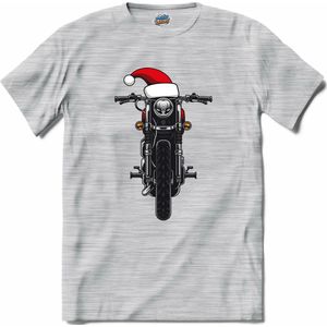 Kerst motor - T-Shirt - Heren - Donker Grijs - Gemêleerd - Maat M