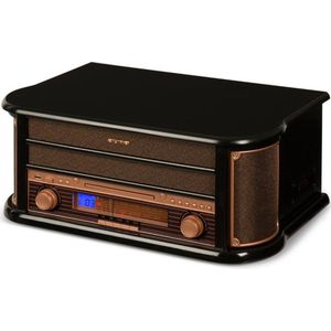 Auna Belle Epoque 1908 Retro-Stereoinstallatie - Platenspeler - USB - CD - Mp3 - Microsysteem - Zwart