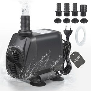 Aquariumpomp 3500 l/u - Ultra Stille Dompelpomp met 2m Kabel en 4 Sproeiers voor Aquarium
