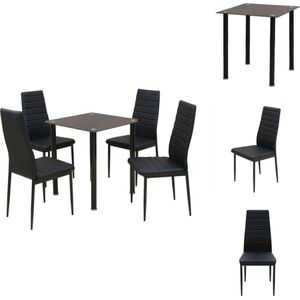 vidaXL Eetkamerset - Zwart - Tafel- 70 x 70 x 75 cm - Stoel- 43 x 51 x 96 cm - Gepoedercoat stalen frame - Gehard glas tafelblad - Kunstleren bekleding - Set tafel en stoelen