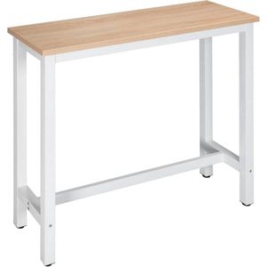 WARRAICH-Licht Eiken Bartafel/Bistrotafel: Hoge Eettafel met Stijlvol Metalen Frame en Duurzaam MDF Tafelblad
