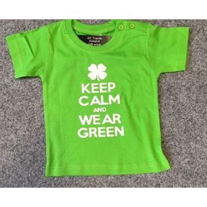 Baby shirt met opdruk ''keep calm and wear green'' maat 68