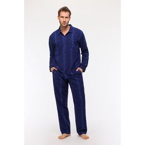 Woody Jongens-Heren Pyjama blauwe ruit - maat M