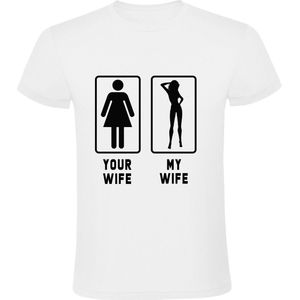 My hot wife Heren t-shirt | your wife my wife | bikini | jouw vriendin mijn vriendin | relatie |  Wit