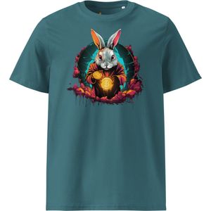 Down The Bitcoin Rabbit Hole T-shirt - Unisex - 100% Biologisch Katoen - Kleur Blauw - Maat 2XL | Bitcoin cadeau| Crypto cadeau| Bitcoin T-shirt| Crypto T-shirt| Crypto Shirt| Bitcoin Shirt| Bitcoin Merch| Crypto Merch| Bitcoin Kleding