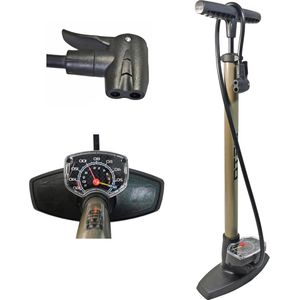 Luchtpomp met manometer | alle ventielen - Dunlop Frans autoventiel | staande pomp 11 bar/160 psi | geschikt voor fietsen, brommers