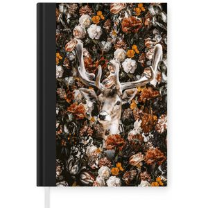 Notitieboek - Schrijfboek - Hert - Oranje - Gewei - Notitieboekje klein - A5 formaat - Schrijfblok