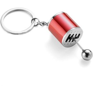 Sleutelhanger creatief auto onderdeel model versnellingspook mini pookknop versnelling metalen sleutelhanger voor mannen (rood)
