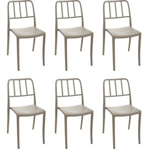 Marseille Zand Set 6x Stevige Comfortabele Tuinstoelen - Stapelbaar