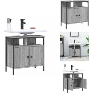 vidaXL Badkamer Wastafelkast - Badkamer Wastafelkasten - Wastafelkast - Badkamer Wastafel Kast - Wastafelkast 60x30x60 cm bewerkt hout grijs sonoma eikenkleurig