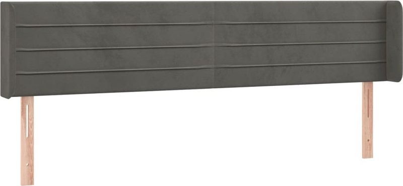 vidaXL - Hoofdbord - met - randen - 183x16x78/88 - cm - fluweel - donkergrijs