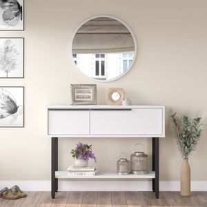 Vica Nordica Sidetable - 100cm - Wit - Consoletafel Set met 60cm Spiegel