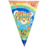 Vlaggenlijn flower power hippie feest decoratie 5 meter - slinger