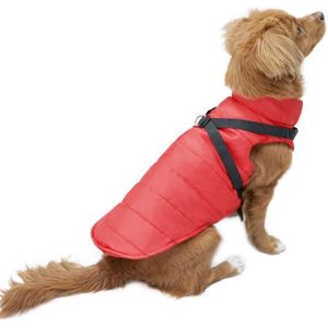 Winter Hondenjas Hondenkleding Waterdicht met D-ring,Hondje Warme Jassen Puppy Kleding Hond Vest voor Klein Huisdier Honden Kat (Rood,2XL)