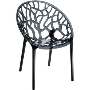 Clp Design tuinstoel CRYSTAL bistrostoel - stapelbare stoel, belastbaar tot 160 kg, weer- en UV-bestendig - zwart