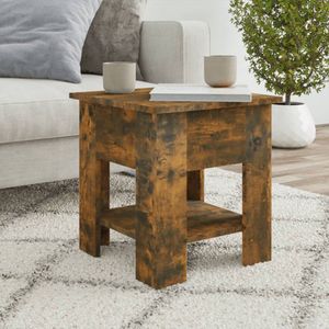 vidaXL - Salontafel - 40x40x42 - cm - bewerkt - hout - gerookt - eikenkleurig