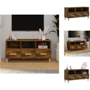 vidaXL TV-meubel Gerookt Eiken - Massief hout - 102 x 36 x 50 cm - Kast