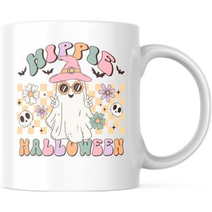 Halloween Mok met tekst: Hippie Halloween | Halloween Decoratie | Grappige Cadeaus | Grappige mok | Koffiemok | Koffiebeker | Theemok | Theebeker