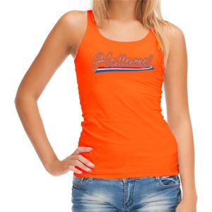 Oranje Fan Tanktop Voor Dames - Holland met Nederlandse Wimpel - Nederland Supporter