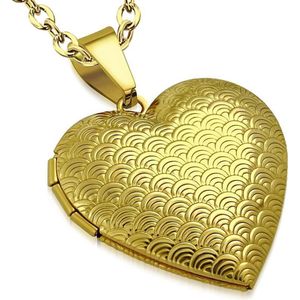 Amanto Ketting Dedmer Gold - 316L Staal - Hart Medaillon - Ø30mm - 45cm