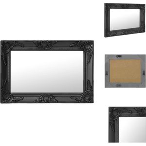 vidaXL Wandspiegel Barok - 60 x 40 cm - Zwart - Spiegel