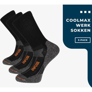 Coolmax Werksokken - 3 Paar - Zwart - Maat 35-38 - Stevige Koele Werksokken Met Coolmax - Sokken - Heren / Dames - EnFuse Werksokken