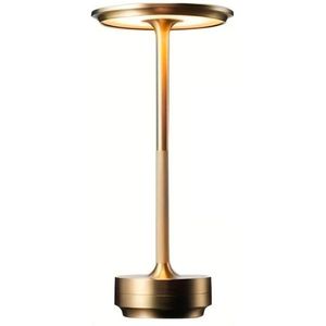 DreamGoods Oplaadbare Tafellamp - 5200mAh Accu - Draadloos & Oplaadbaar - Dimbaar - Moderne Touch Lamp - Tafellamp op Batterijen - Woonkamer Decoratie - Nachtlamp Slaapkamer - Industrieel - Goud