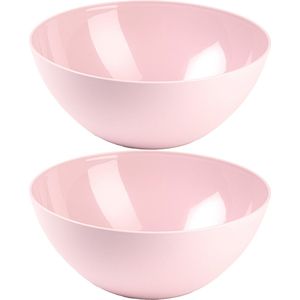 Plasticforte Serveerschaal/saladeschaal - 2x stuks - D23 x H10 cm - kunststof - roze