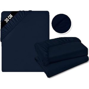 CRLYN® Matrasovertrek 180x200 - Hoeslaken - Matrashoes - Super Zacht - Donker Blauw