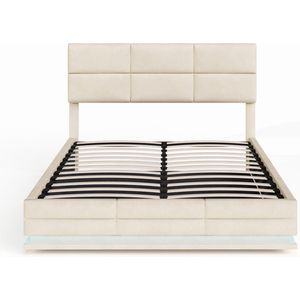 Gotagee Gestoffeerd bed van fluweel stof hydraulisch systeem opbergbed USB slaapkamer Bed zonder matras