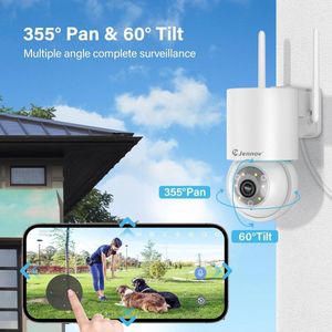 Bewakingscamera Buiten 5MP WiFi IP Camera- Buiten- 360° Zicht- PIR Mensdetectie- Automatisch Volgen- 24/7 Opname- 2-weg Audio- Nachtzicht in Kleur- Compatibel met Alexa