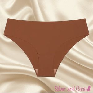 SilverAndCoco® - Naadloze Onderbroek / Seamless Broekje Dames / Zacht Brazilian Slipje / Naadloos Stretch Ondergoed Vrouw / Hipster Dames Lingerie Broekje Slip - Bruin Extra Large XL