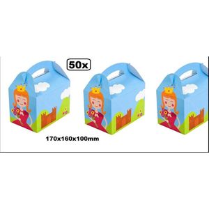 50x Happy kids menu box Prinses castle  - menu box take away restaurant festival thema party friet hamburger