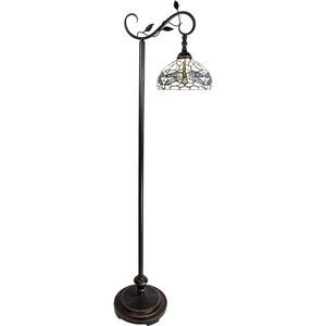 LumiLamp Tiffany Vloerlamp 152 cm Bruin Wit Glas Staande Lamp