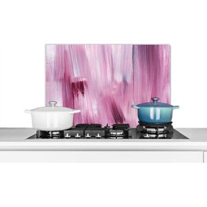 Spatscherm keuken 60x40 cm - Kookplaat achterwand Kleuren - Verf - Schilderij - Roze - Muurbeschermer - Spatwand fornuis - Hoogwaardig aluminium