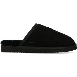 Manfield - Heren - Zwarte suède pantoffels - Maat 46