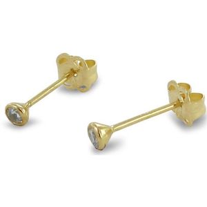 Silventi 121101572 - Gouden oorstekers - 14 karaat - zirkonia rond 2 mm - geelgoudkleurig