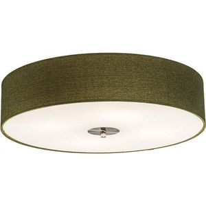 QAZQA drum jute - Moderne Plafondlamp met kap - 4 lichts - Ø 500 mm - Groen - Woonkamer | Slaapkamer | Keuken